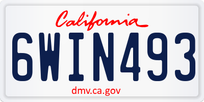 CA license plate 6WIN493