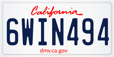CA license plate 6WIN494