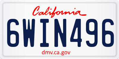 CA license plate 6WIN496