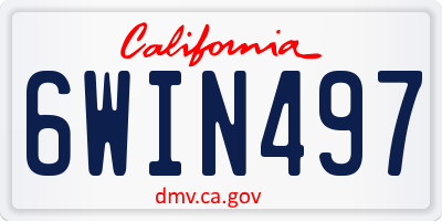 CA license plate 6WIN497