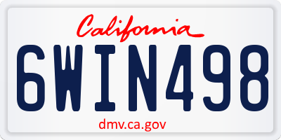 CA license plate 6WIN498
