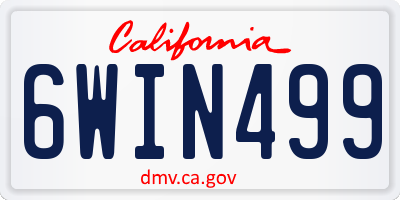 CA license plate 6WIN499