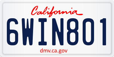 CA license plate 6WIN801