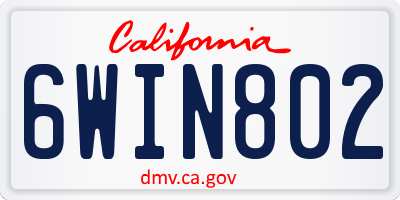 CA license plate 6WIN802