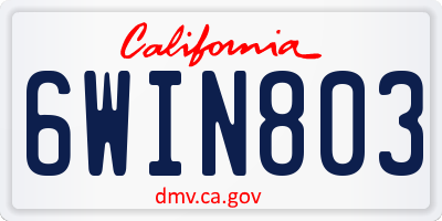 CA license plate 6WIN803