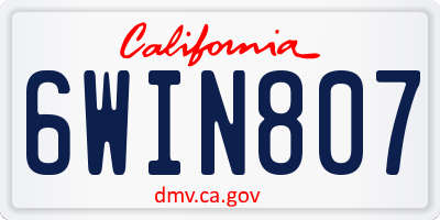 CA license plate 6WIN807