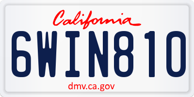 CA license plate 6WIN810