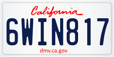 CA license plate 6WIN817