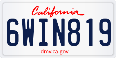 CA license plate 6WIN819
