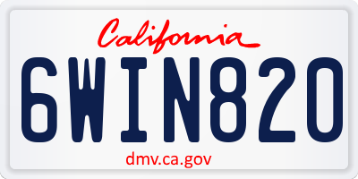 CA license plate 6WIN820