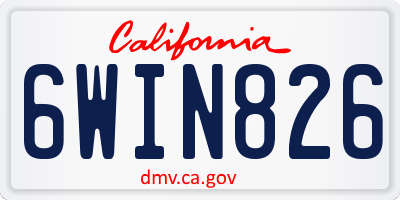 CA license plate 6WIN826