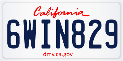 CA license plate 6WIN829