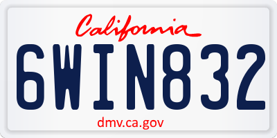 CA license plate 6WIN832