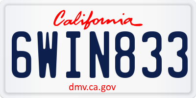 CA license plate 6WIN833