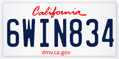 CA license plate 6WIN834