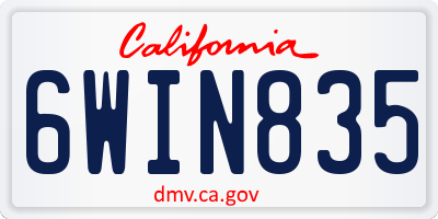 CA license plate 6WIN835