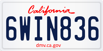 CA license plate 6WIN836