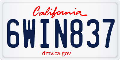CA license plate 6WIN837