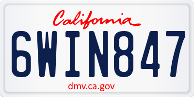 CA license plate 6WIN847