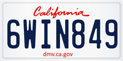 CA license plate 6WIN849