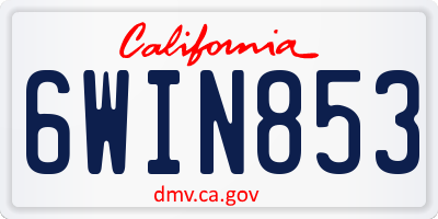 CA license plate 6WIN853
