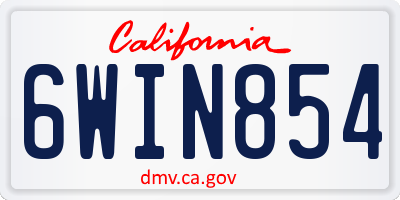 CA license plate 6WIN854