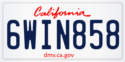CA license plate 6WIN858