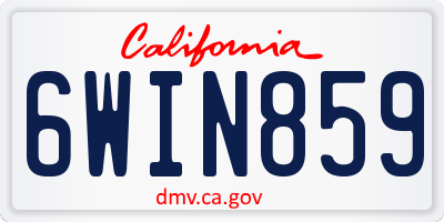 CA license plate 6WIN859