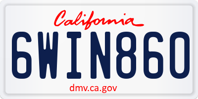 CA license plate 6WIN860