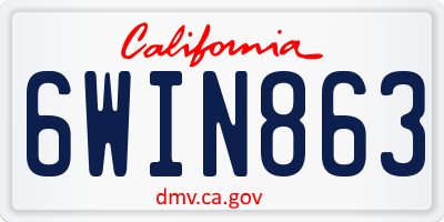 CA license plate 6WIN863