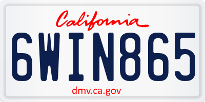 CA license plate 6WIN865