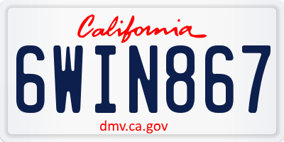 CA license plate 6WIN867