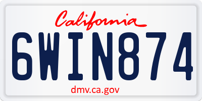 CA license plate 6WIN874