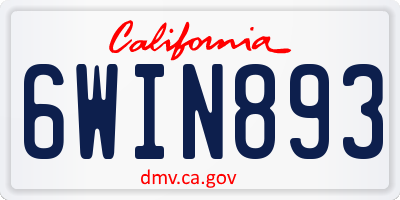 CA license plate 6WIN893