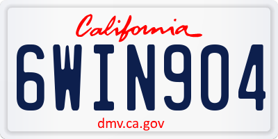 CA license plate 6WIN904