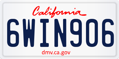 CA license plate 6WIN906