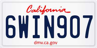 CA license plate 6WIN907