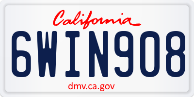 CA license plate 6WIN908