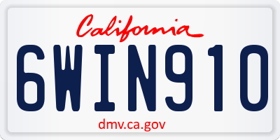 CA license plate 6WIN910
