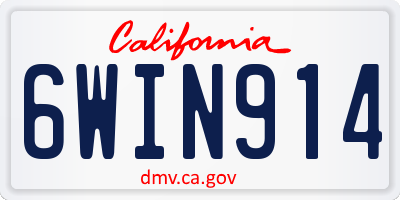 CA license plate 6WIN914