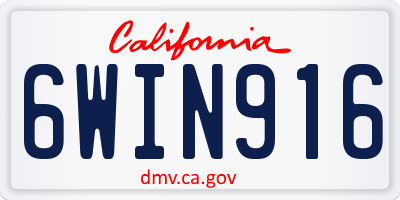 CA license plate 6WIN916