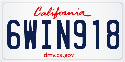 CA license plate 6WIN918