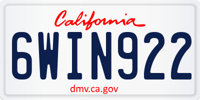 CA license plate 6WIN922