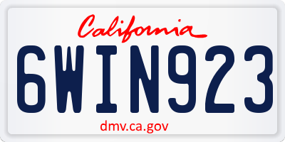 CA license plate 6WIN923