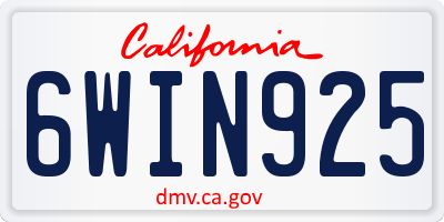 CA license plate 6WIN925