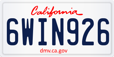 CA license plate 6WIN926