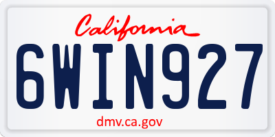 CA license plate 6WIN927