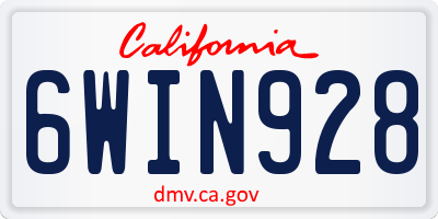 CA license plate 6WIN928