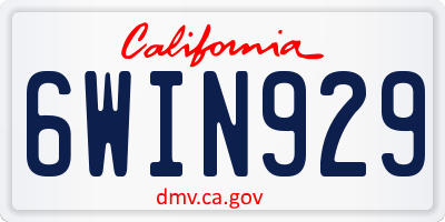 CA license plate 6WIN929