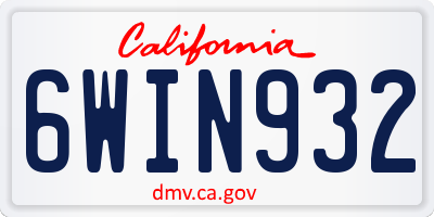 CA license plate 6WIN932